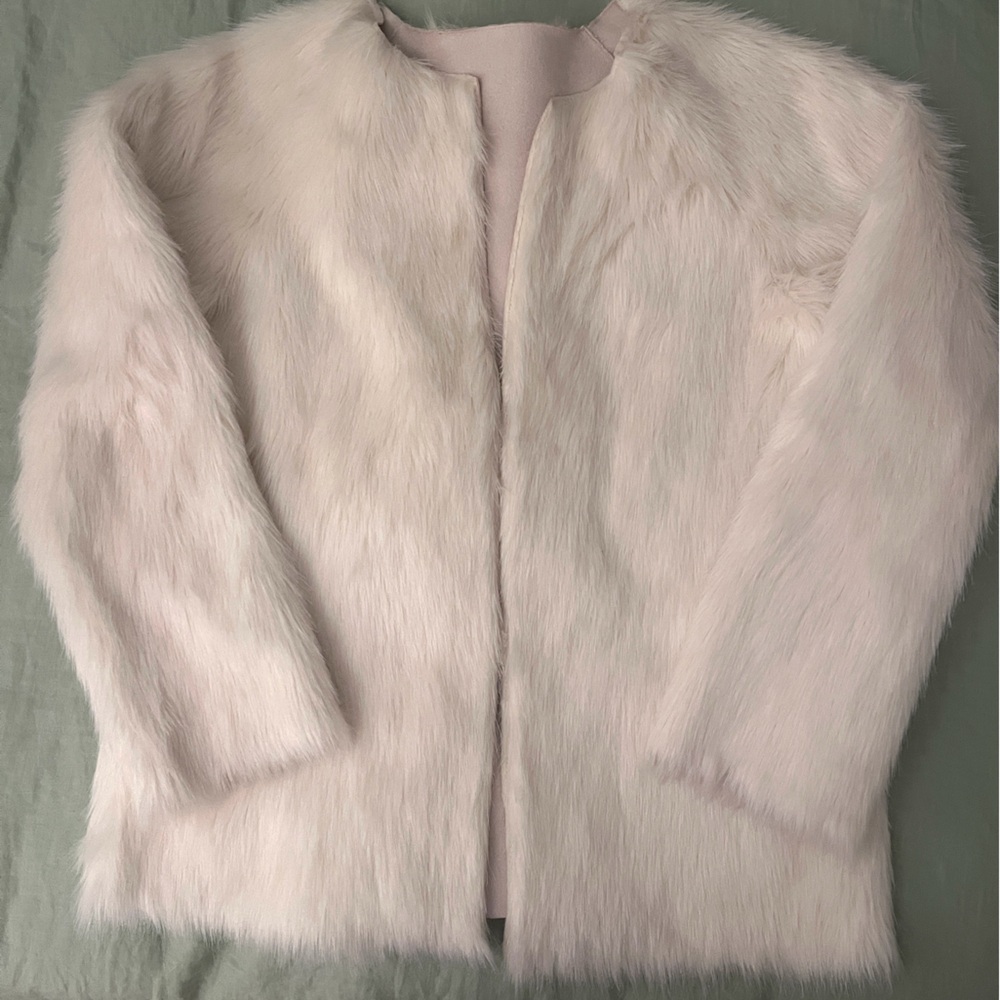 White/cream faux fur coat